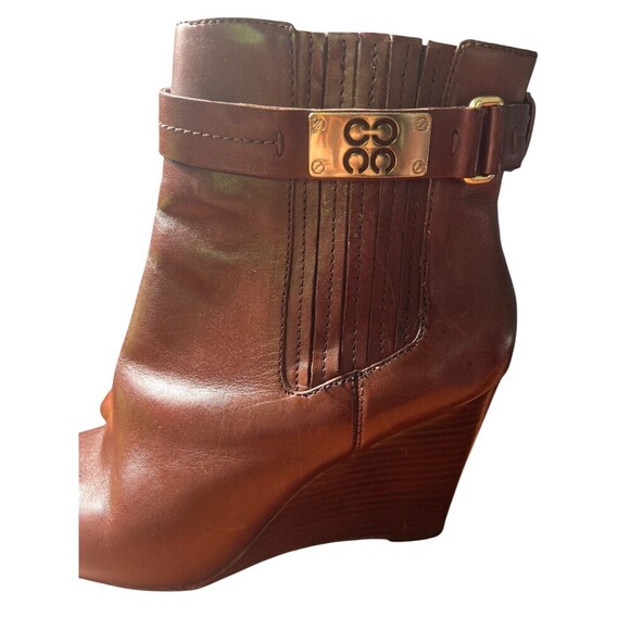 Coach Womens Letty Leather Wedge Heeled Ankle Boots Size 9.5B Brown Party Chic - Picture 2 of 8